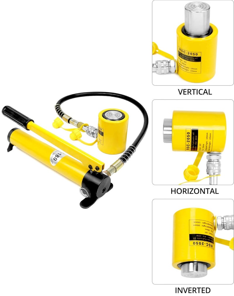 QWORK جاك هيدروليكي مصغر 20 طن بورتا باور رام 2" شوط، مضخة هيدروليكية يدوية CP-180، أسطوانات رفع تعمل بجهة واحدة لصناعة السفن - Image 5